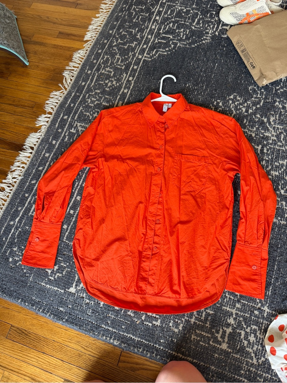 & Other Stories Bright Red Button-Down Shirt